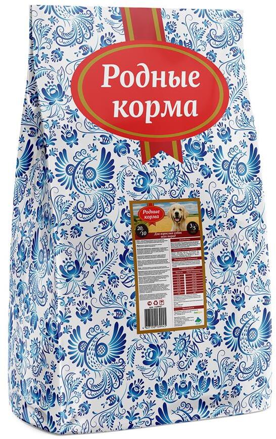 Сухой корм для собак Родные корма 20/10 , курица, 10кг