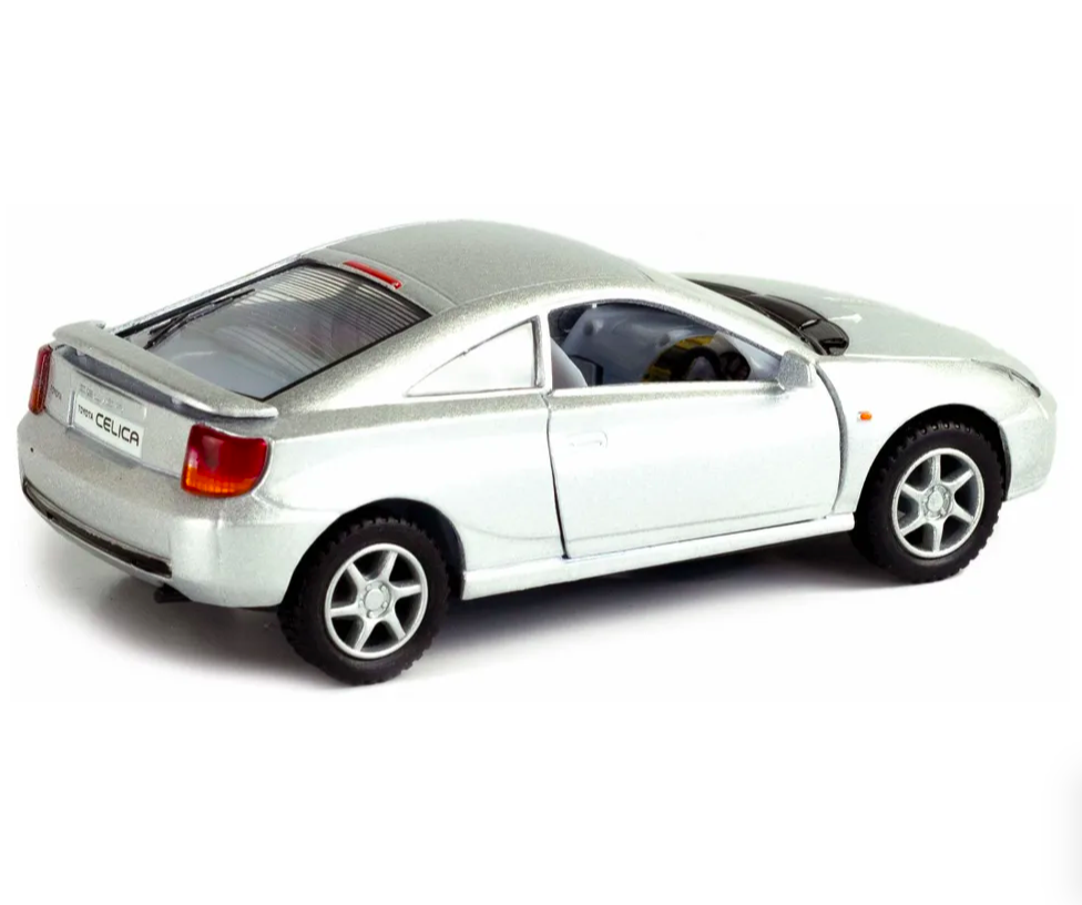 Модель машины Kinsmart Toyota Celica серебристая инерционная 1/34 – купить  в Москве, цены в интернет-магазинах на Мегамаркет