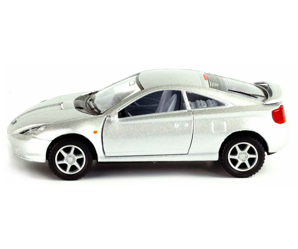 Модель машины Kinsmart Toyota Celica серебристая инерционная 1/34 – купить  в Москве, цены в интернет-магазинах на Мегамаркет