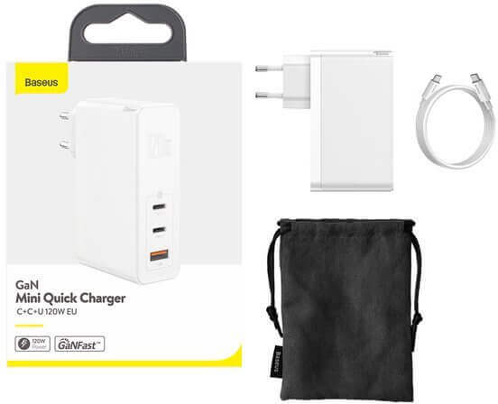 Сетевое зарядное устройство Baseus GaN Mini Quick Charger, 1xUSB, 5 A, (CCGAN-J02) white