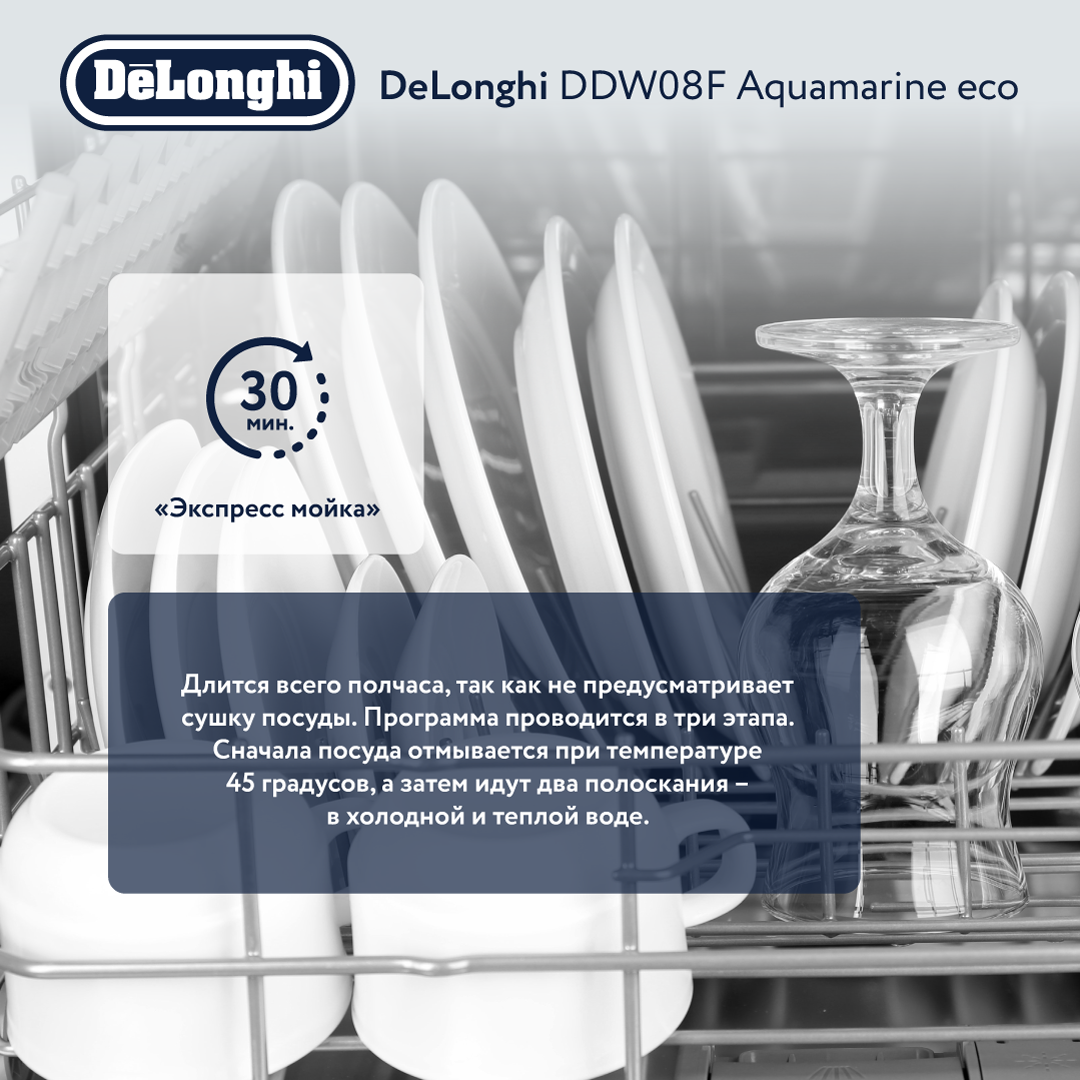 Встраиваемая посудомоечная машина Delonghi DDW08F Aquamarine eco, купить в  Москве, цены в интернет-магазинах на Мегамаркет