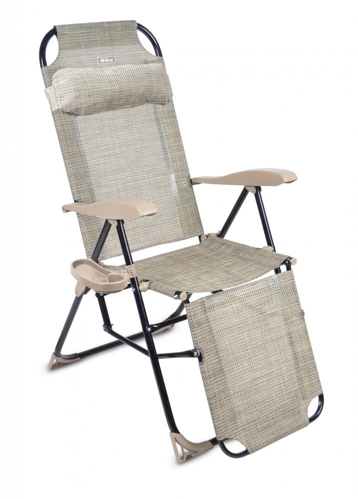 Кресло-шезлонг с подножкой и полкой складное Ника КШ3/3 ротанг - купить в ИгрАрния, цена на Мегамаркет