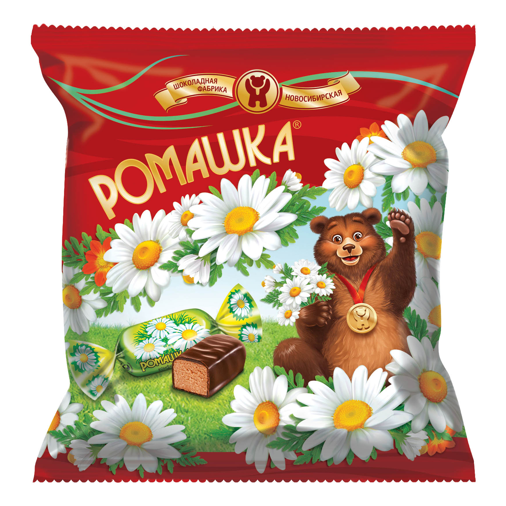 Конфеты помадные Шоколадная фабрика Новосибирская Ромашка в шоколадной глазури 250 г
