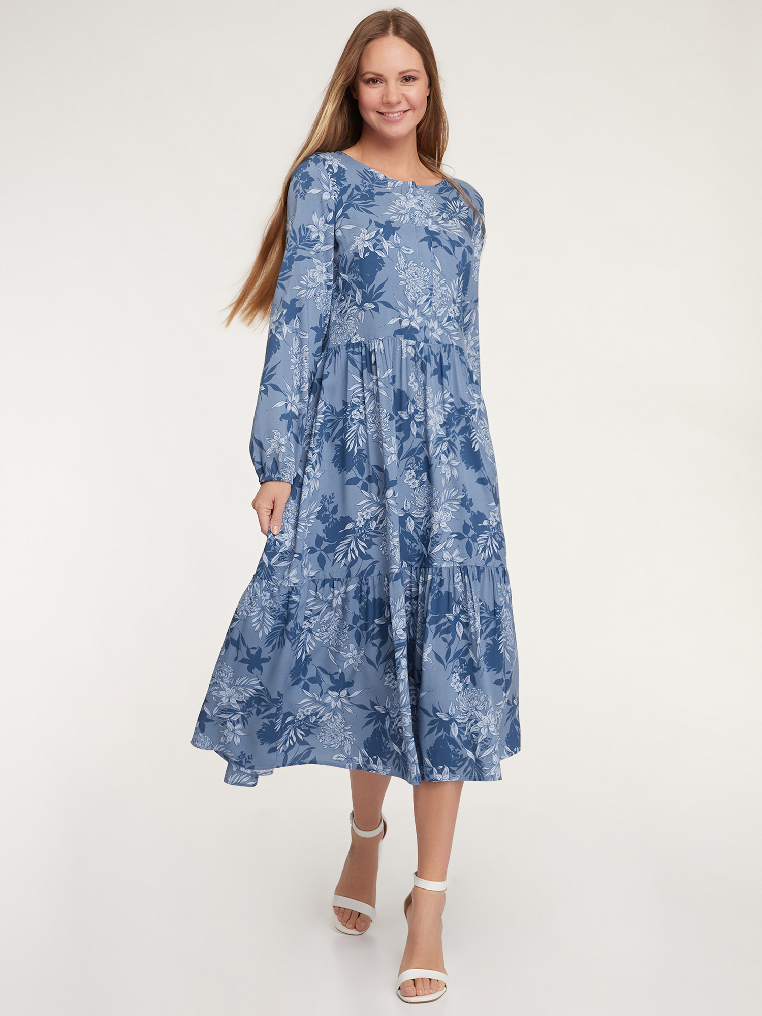 Платье женское oodji 11901165-1 синее 34 EU - купить в Москве, цены на Мегамаркет | 100042061765