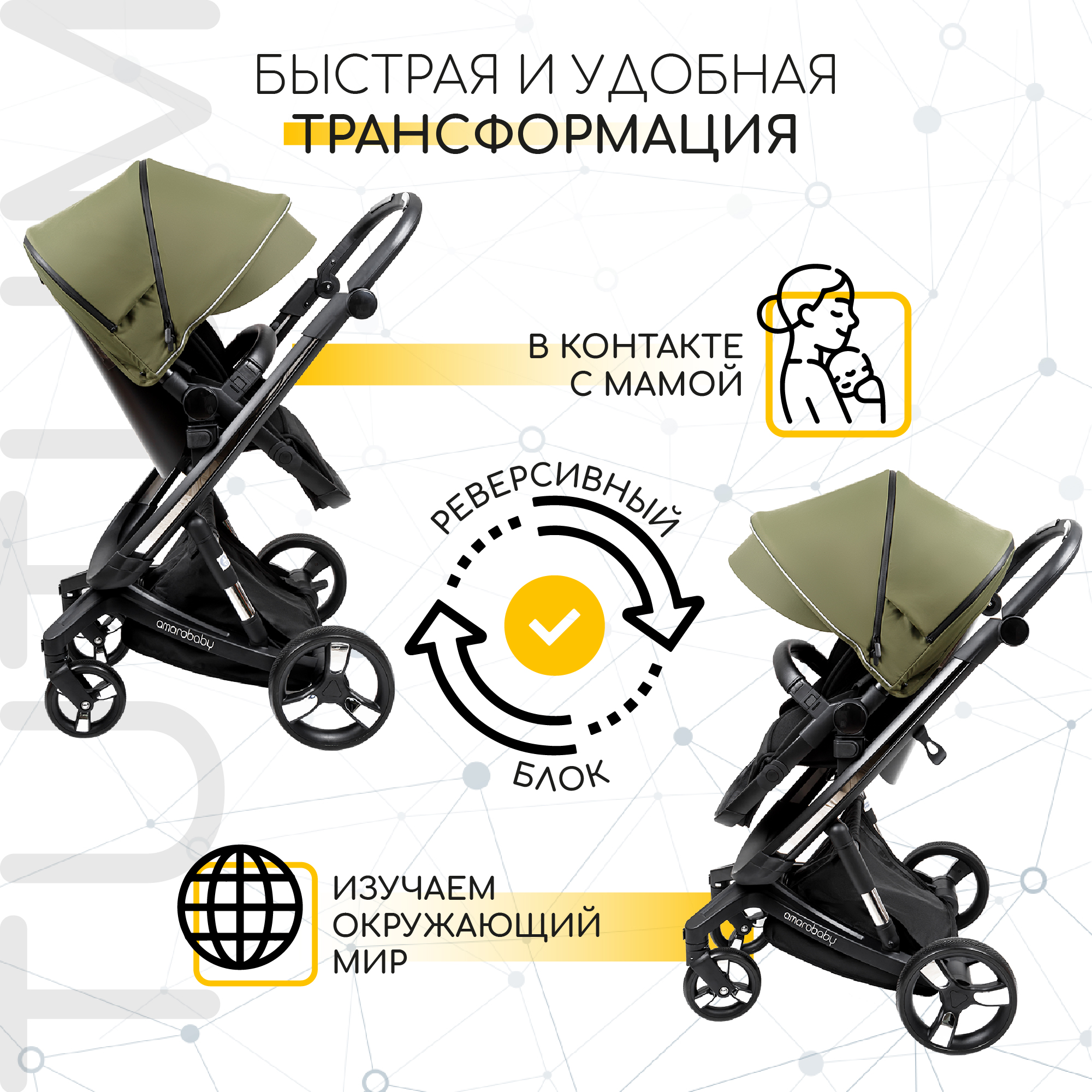 Купить коляска детская 2в1 Amarobaby TUTUM с AUTO BRAKE, хаки,  AB22-10TUTUM/26, цены на Мегамаркет | Артикул: 600009859653