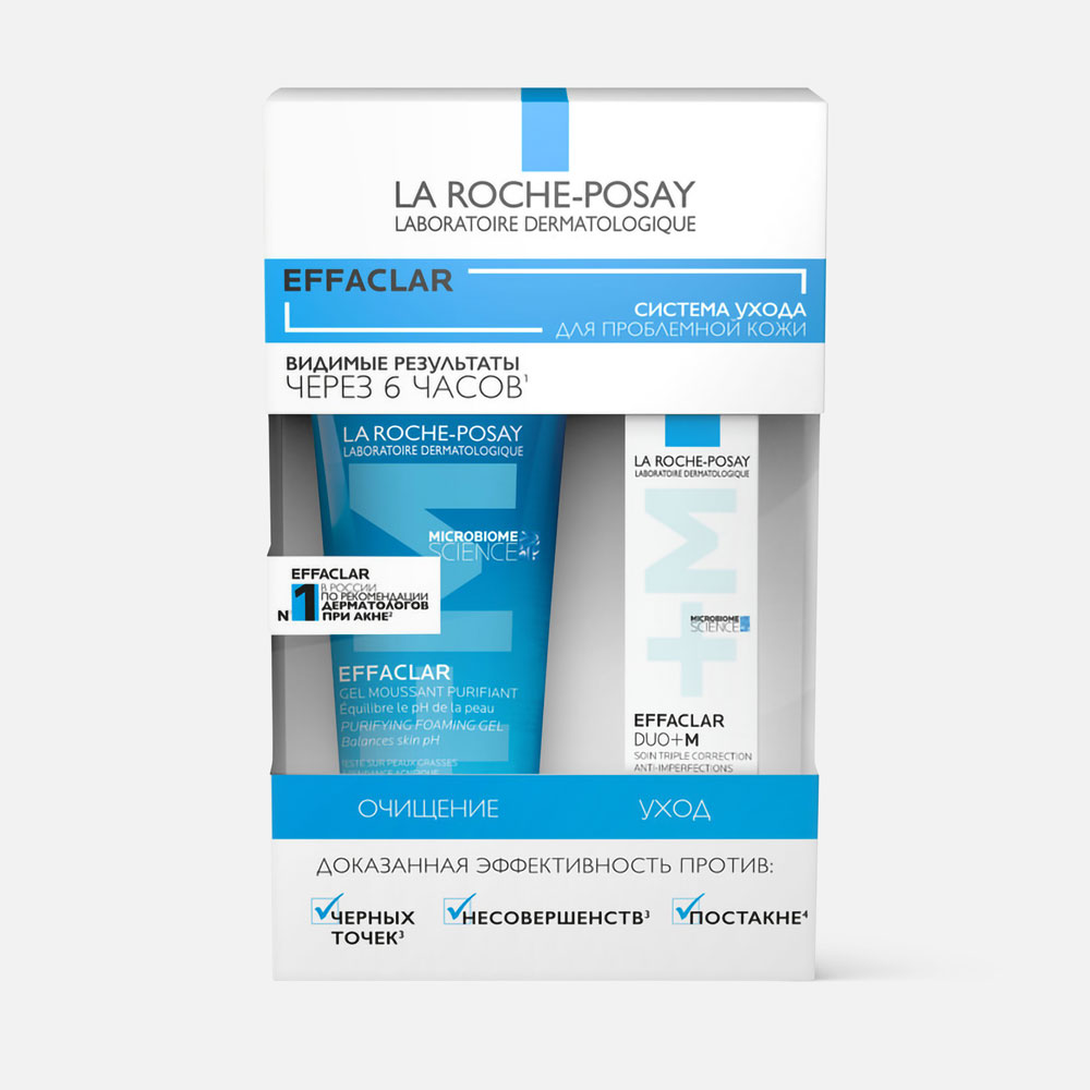 Купить набор La Roche-Posay Effaclar очищающий гель 50 мл, крем-гель Effaclar Duo + M 15 мл, цены на Мегамаркет | Артикул: 100068460617