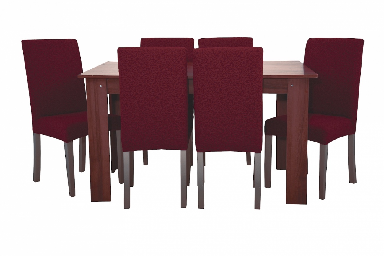 Чехлы на стулья без оборки Venera "Жаккард", цвет бордовый, комплект 6 штук