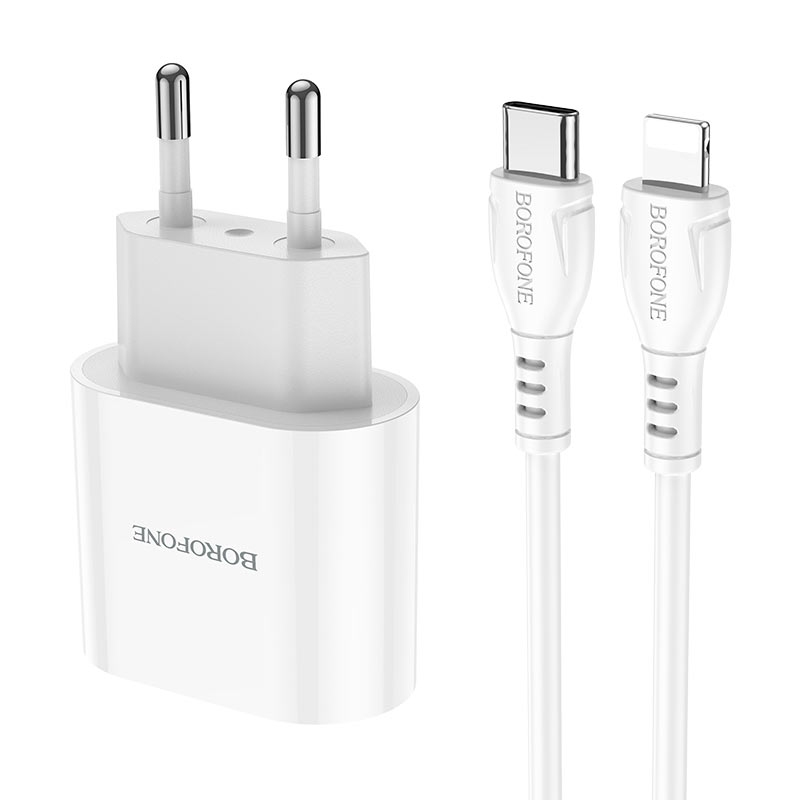 Сетевое зарядное устройство Borofone BA62A USB Type-C/USB 3A 12W, белый, купить в Москве, цены в интернет-магазинах на Мегамаркет