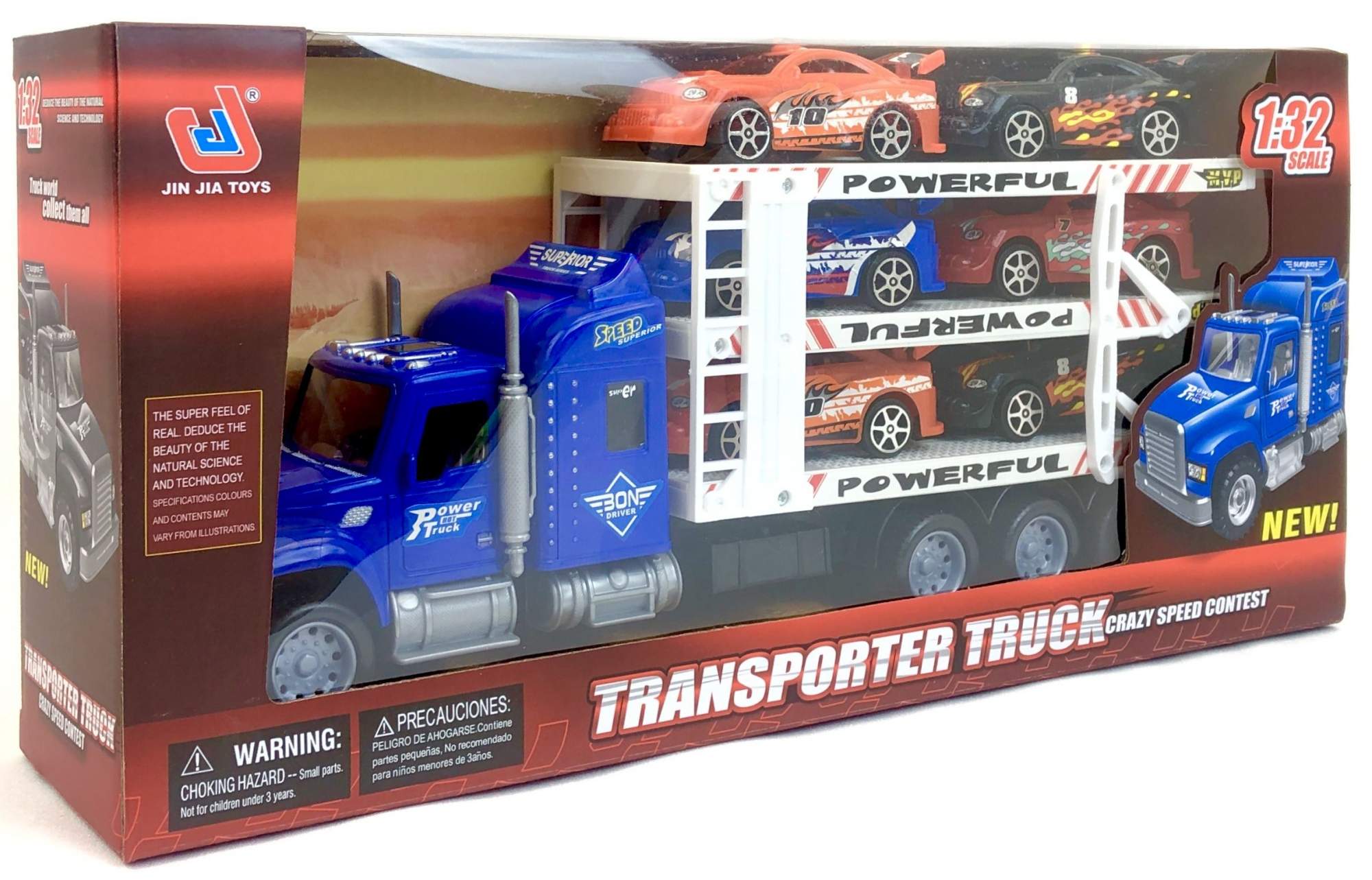 Машина инерционная JINJIA TOYS Трейлер c 6ю машинками, Transporter Truck,  белый, 110963 – купить в Москве, цены в интернет-магазинах на Мегамаркет