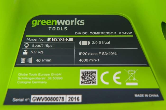 Поршневой компрессор Greenworks G24AC 4100302