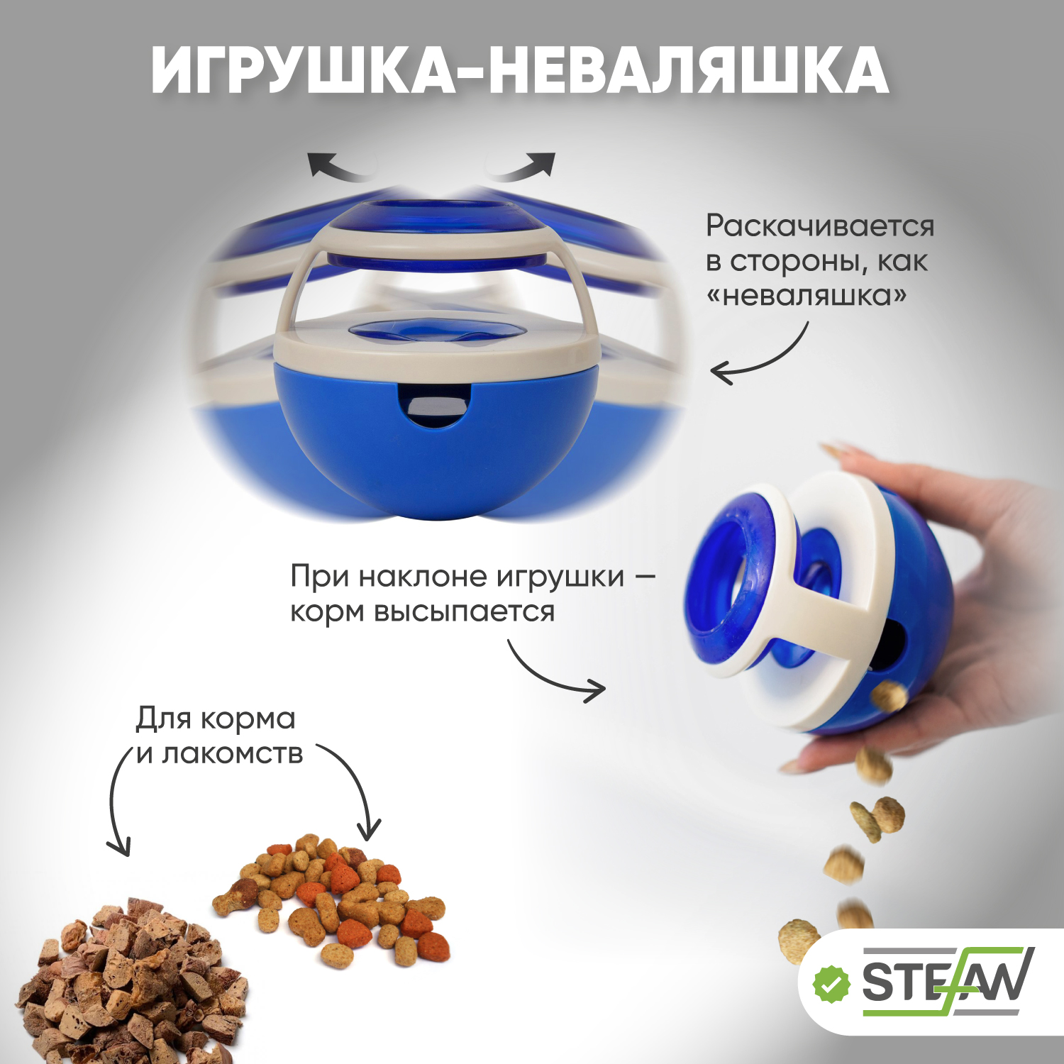 Игрушка для лакомств для собак STEFAN НЕВАЛЯШКА, голубой, 9 см - отзывы  покупателей на маркетплейсе Мегамаркет | Артикул товара:600004608230