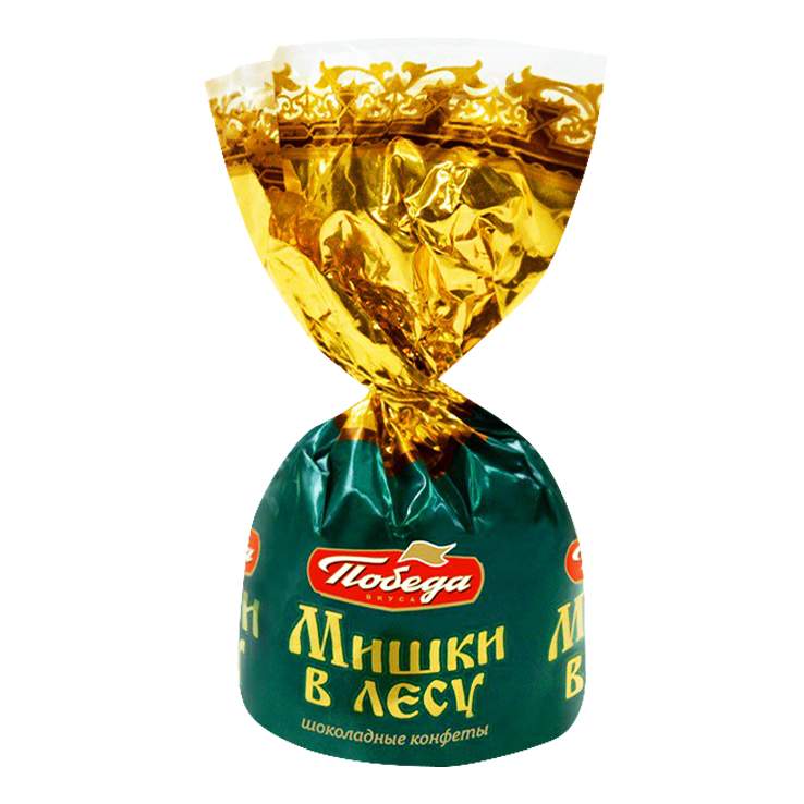 Шоколадные конфеты Победа вкуса Мишки в лесу с вафельной крошкой