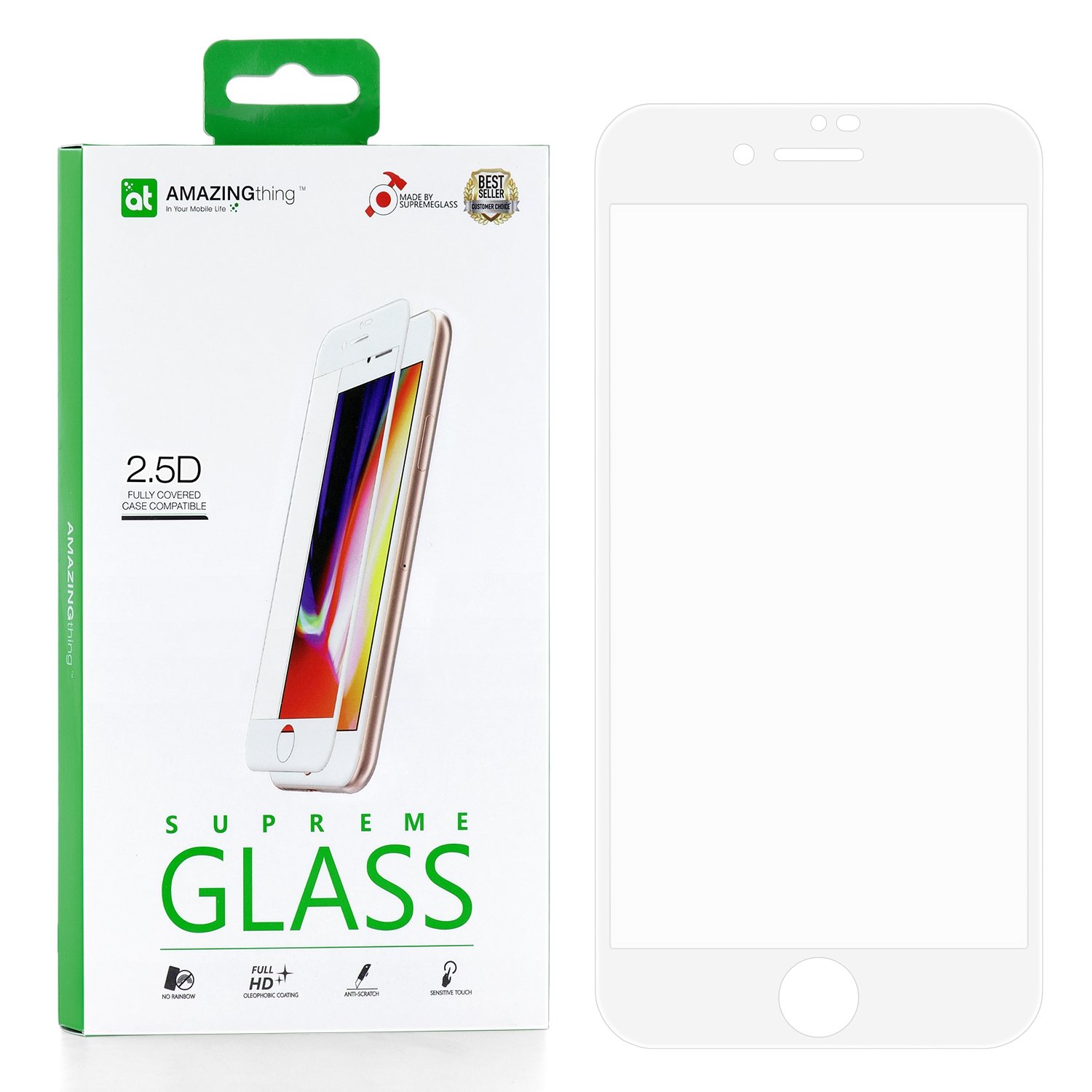 Защитное стекло AMAZINGthing SupremeGlass Full Glue White 0.33mm для Apple iPhone 7