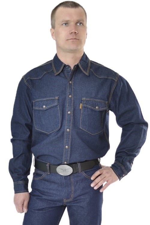 Джинсовая рубашка мужская Montana 12190RW синяя 5XL