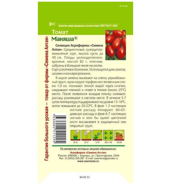 Томат Маняша: описание сорта, характеристики, выращивание, болезни и вредители, отзывы