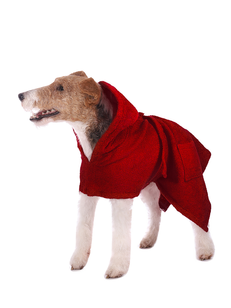 Халат для собак Монморанси , унисекс, красный, XS, длина спины 35 см