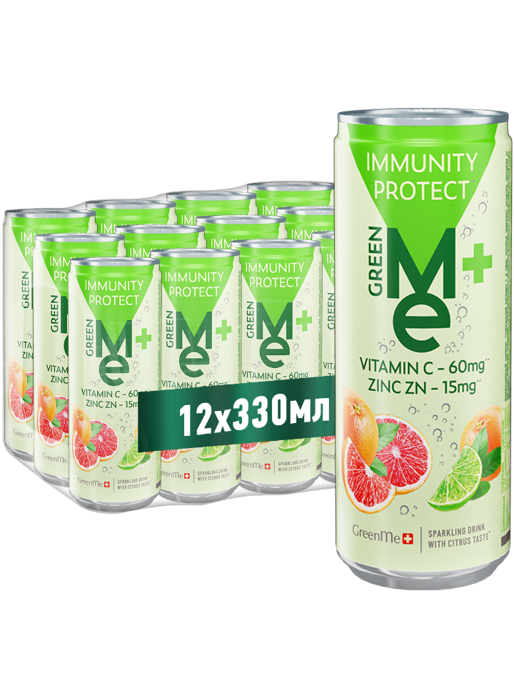 Функциональный напиток GreenMe Plus Protect  0,33 л х 12 шт. ж/б. SLEEK