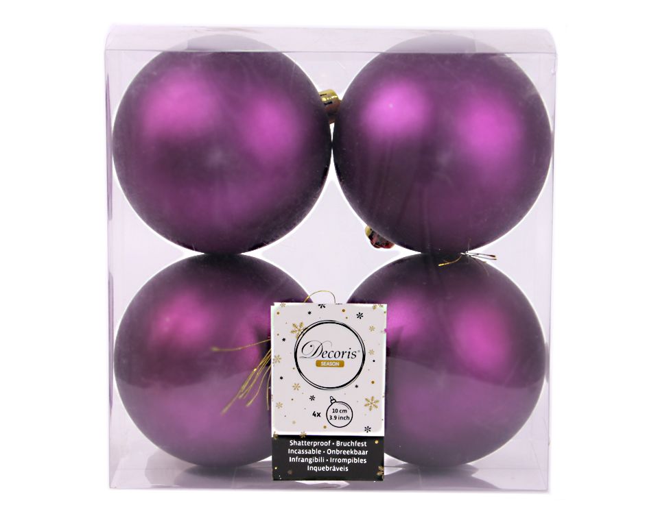 Набор шаров на ель Kaemingk 167078 10 см фиолетовый 4 шт.