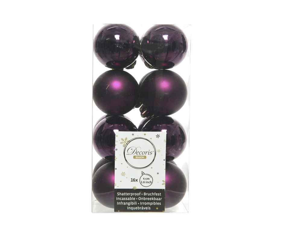 Набор шаров на ель Kaemingk 166937 4 см фиолетовый 16 шт.