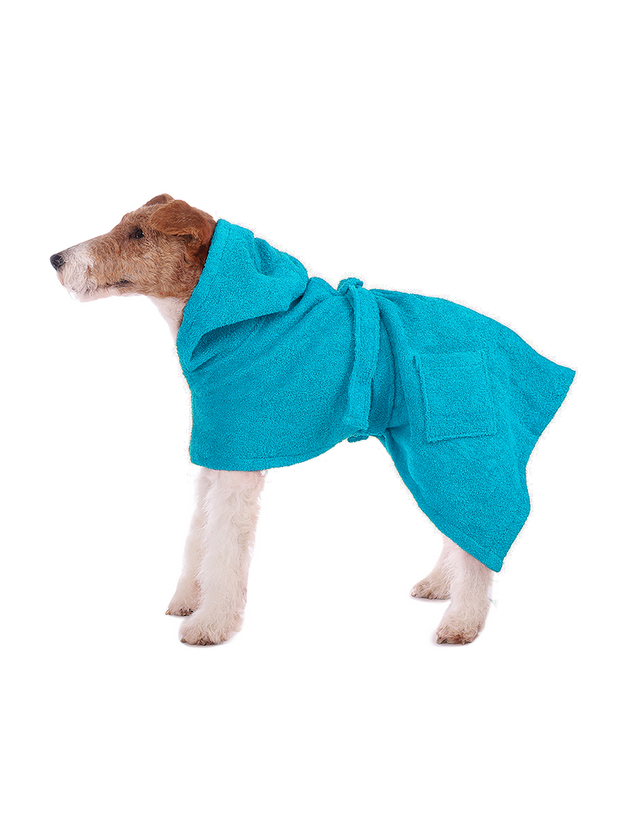 Халат для собак Монморанси, унисекс, голубой, L, длина спины 65 см