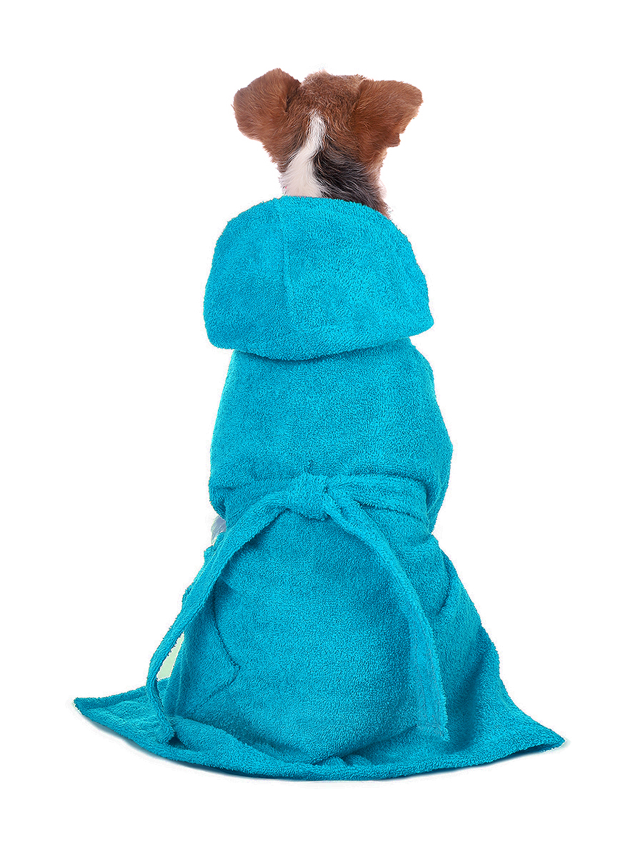 Халат для собак Монморанси, унисекс, голубой, L, длина спины 65 см