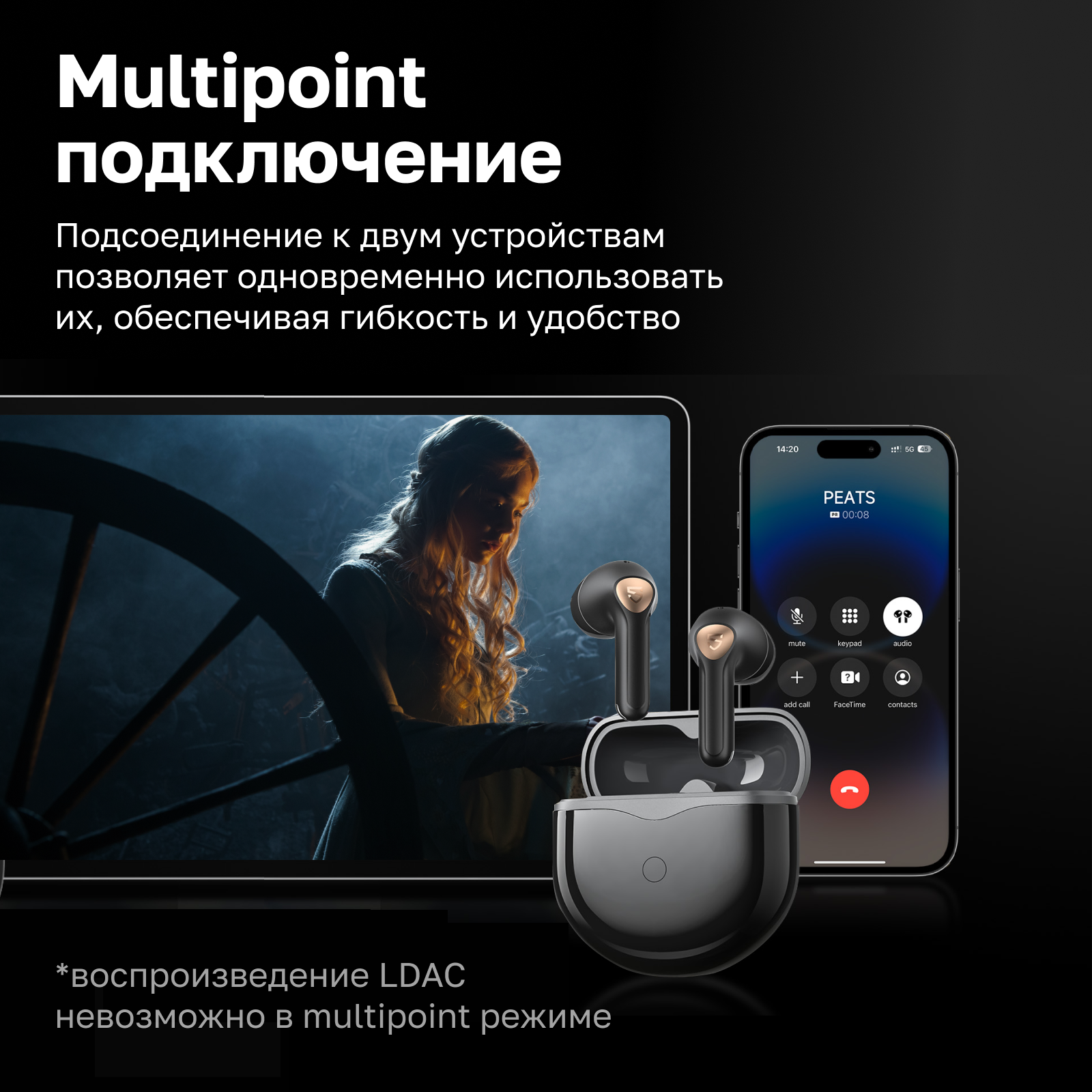 Наушники беспроводные SoundPeats Air4 Lite, TWS гарнитура сенсорная, Hi-Res  Audio, купить в Москве, цены в интернет-магазинах на Мегамаркет