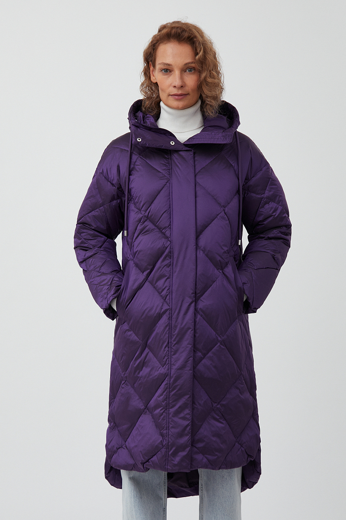 Пуховик-пальто женский Finn Flare FAB11052 фиолетовый XS