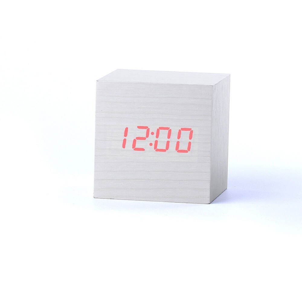 Часы электронные деревянный куб с звуковым управлением VST-869 (Белый)