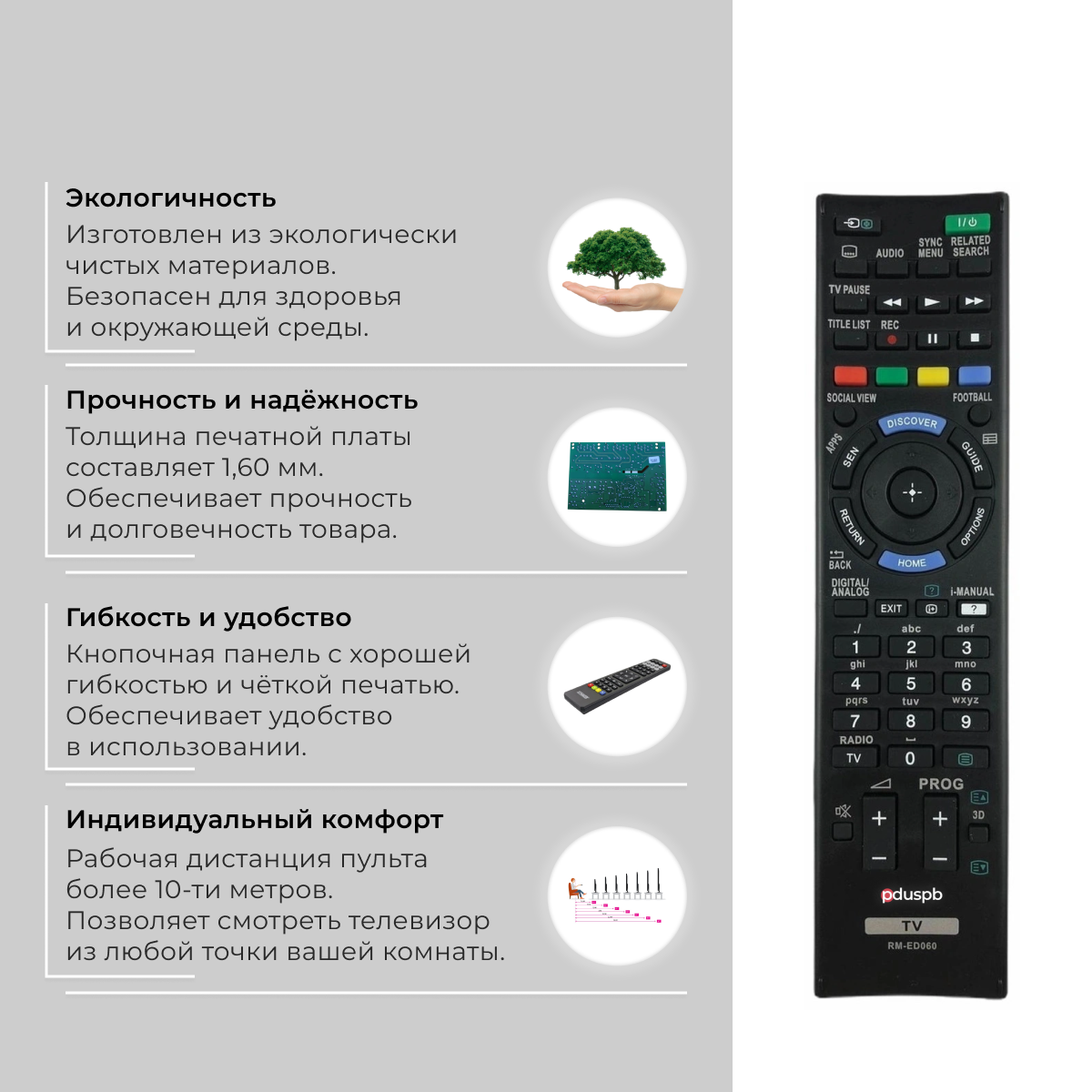 Пульт для телевизора SONY RM-ED060 – купить в Москве, цены в  интернет-магазинах на Мегамаркет