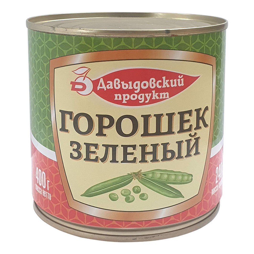 Горошек Давыдовский продукт зеленый консервированный 400 г