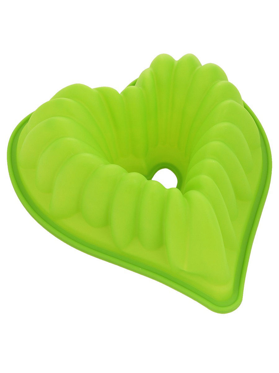Силиконовая форма для выпечки кексов в форме сердца, 15х15х6 см (Салатовый)