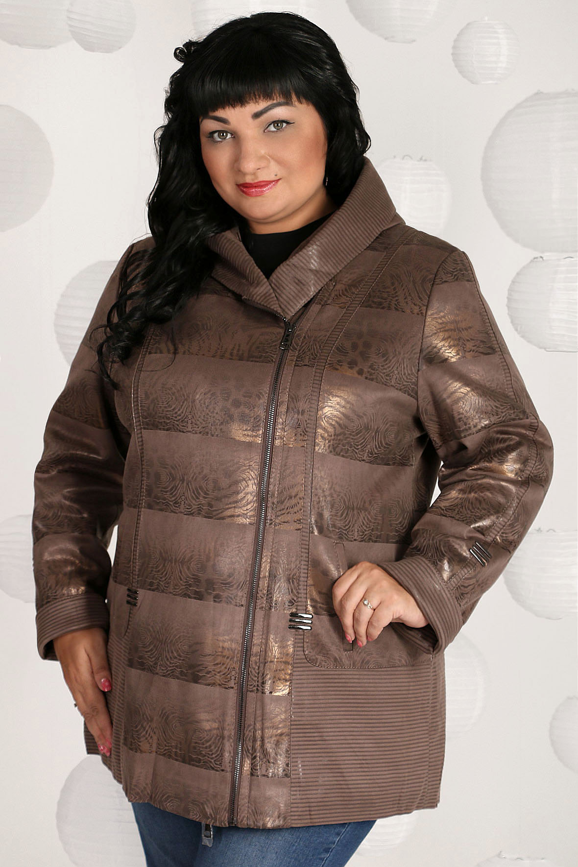 Кожаная куртка женская AlmondShop 026 1711.1.С1 коричневая 68 RU - купить в AlmondShop, цена на Мегамаркет