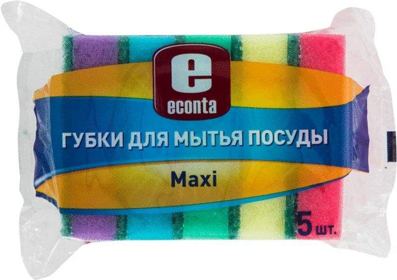 Губки Econta Maxi для посуды 5 шт - отзывы покупателей на Мегамаркет | 100046594413