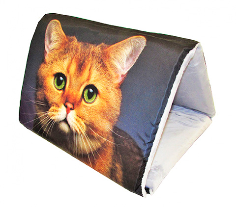 Коврик для кошек PerseiLine Дизайн Шалаш + лежак 2 в 1 Рыжий кот нейлон, велюр, , 46x36 см