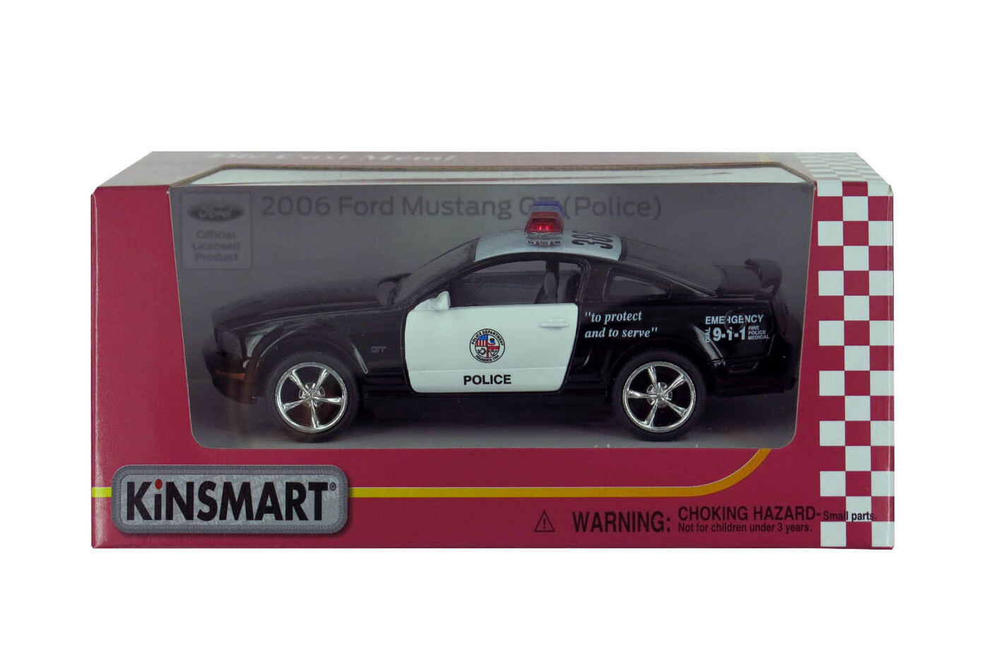 Купить модель машины Kinsmart Ford Mustang GT 2006 года, Полиция,  инерционная, 1/38 КТ5091PW, цены на Мегамаркет