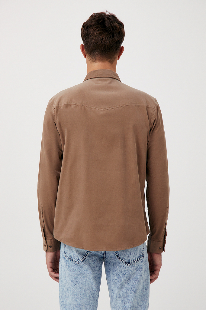Рубашка мужская Finn Flare FAB21014 бежевая M