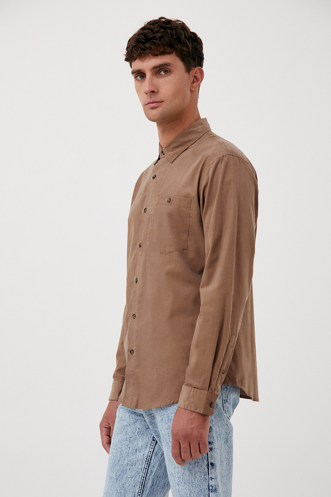 Рубашка мужская Finn Flare FAB21014 бежевая XL