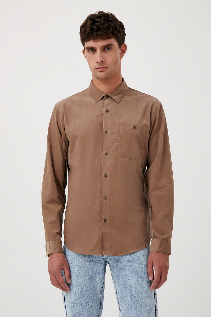 Рубашка мужская Finn Flare FAB21014 бежевая XL