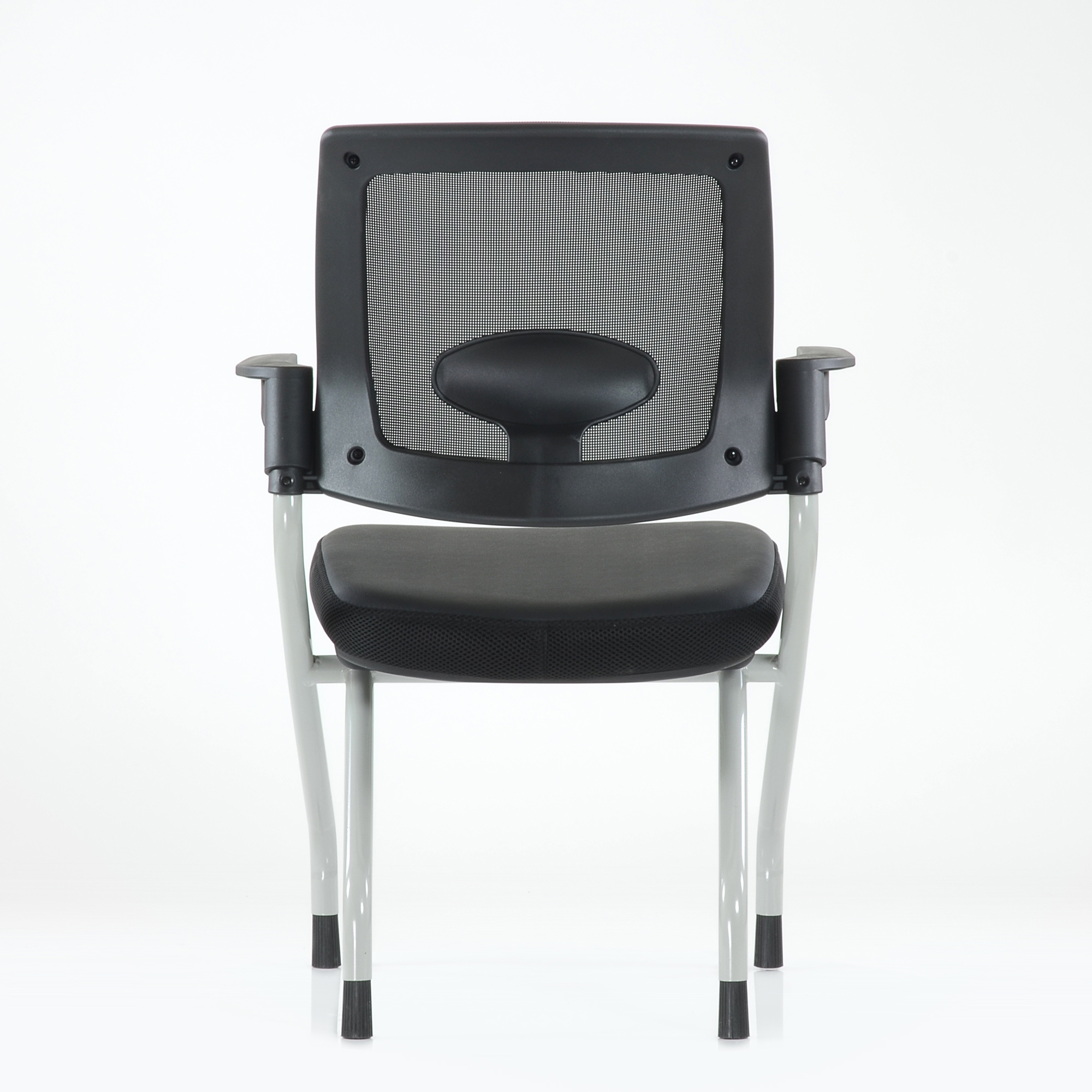 Кресло Barneo K-27 для конференц зала стопируемый, ткань сетка черная, спинка черная