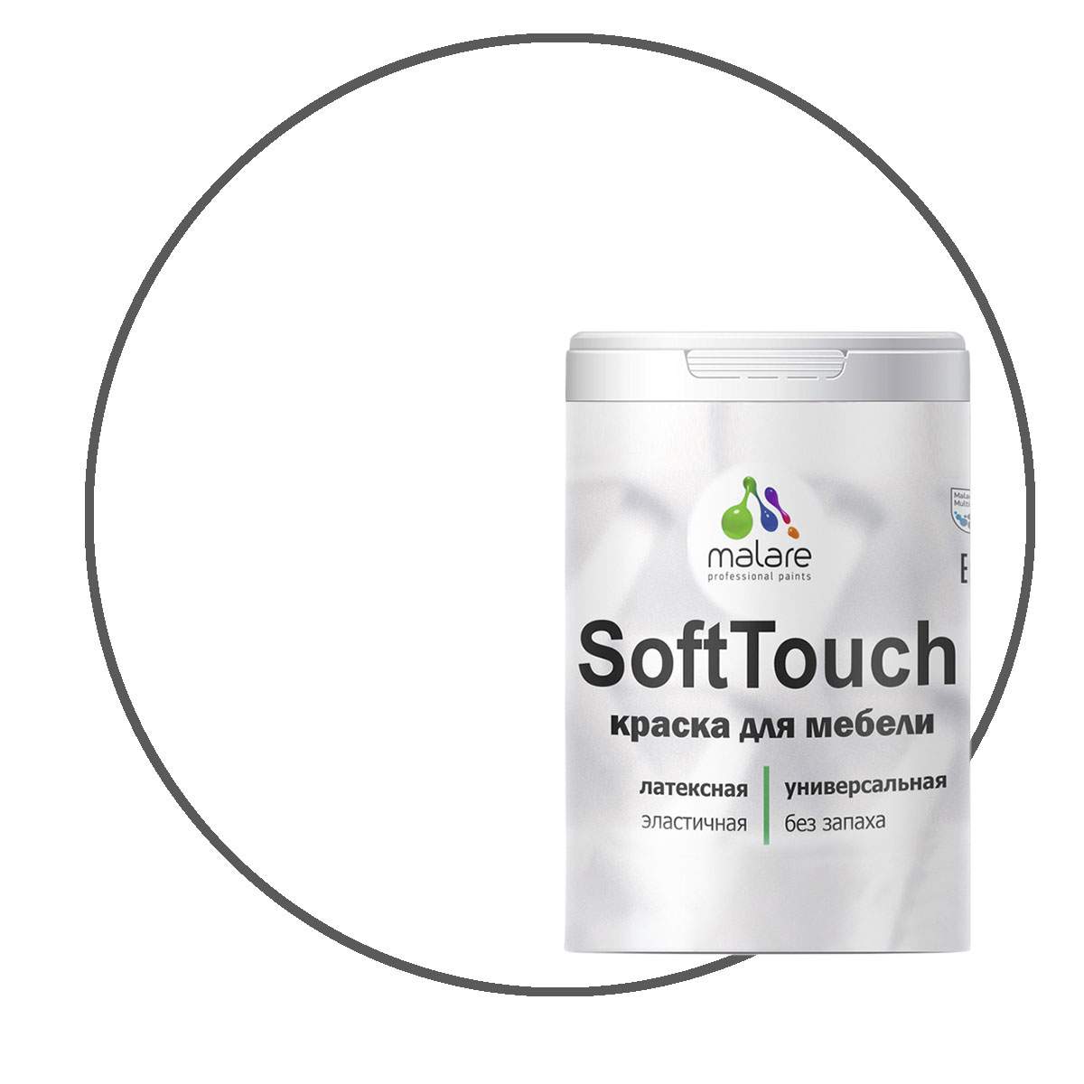 Фотография Краска для мебели, для дерева, Malare SoftTouch, моющаяся, белый, 2 кг st339 №1
