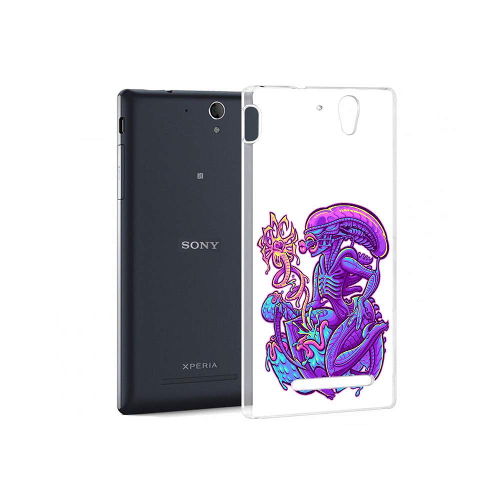 Чехол MyPads Tocco для Sony Xperia C3 чужой фиолетовый цвет  (PT18760.251.693), купить в Москве, цены в интернет-магазинах на Мегамаркет