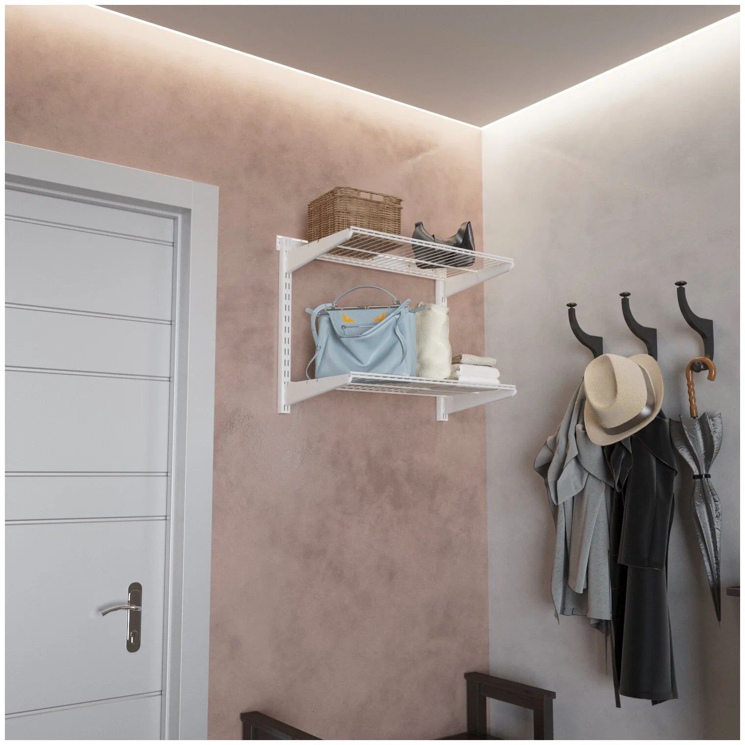 Гардеробная система Титан-GS Гардеробная из двух полок 600 белая 450 ...