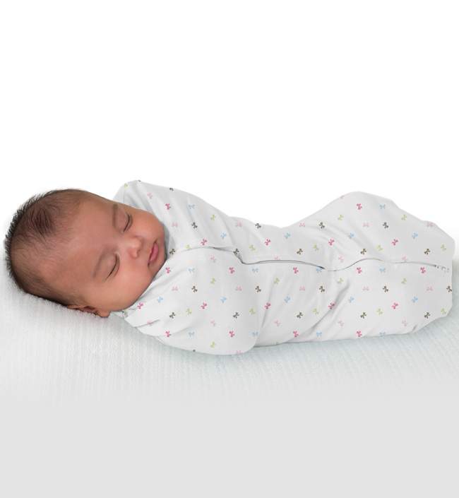 Summer Infant Конверт для пеленания новорожденных на молнии SwaddlePod бантики