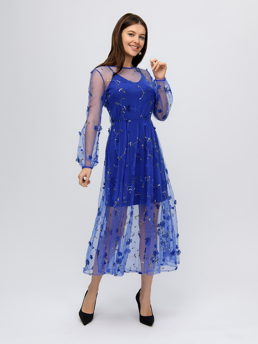 Платье женское 1001dress 201924 синее 54 RU - купить в 1001dress, цена на Мегамаркет