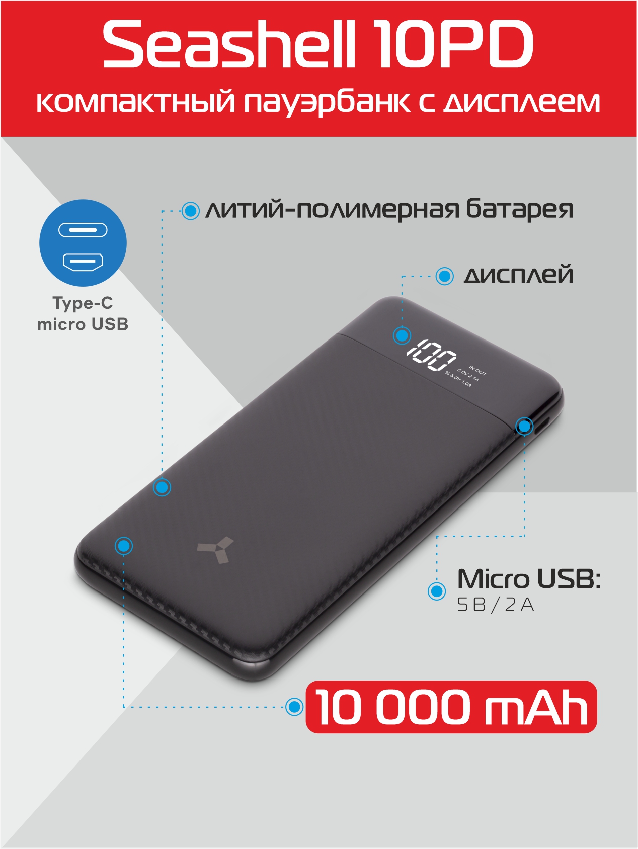 Внешний аккумулятор Accesstyle Seashell 10PD - купить в Москве, цены в  интернет-магазинах Мегамаркет