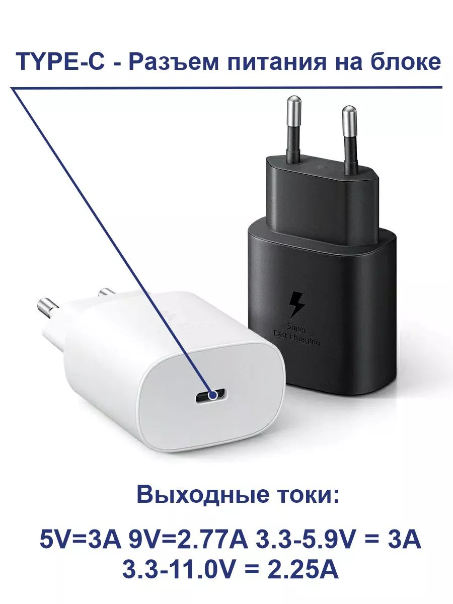 Быстрая зарядка 21ВЕК для Samsung S20/ S20 Plus/ S20 Ultra 25w черный,  купить в Москве, цены в интернет-магазинах на Мегамаркет