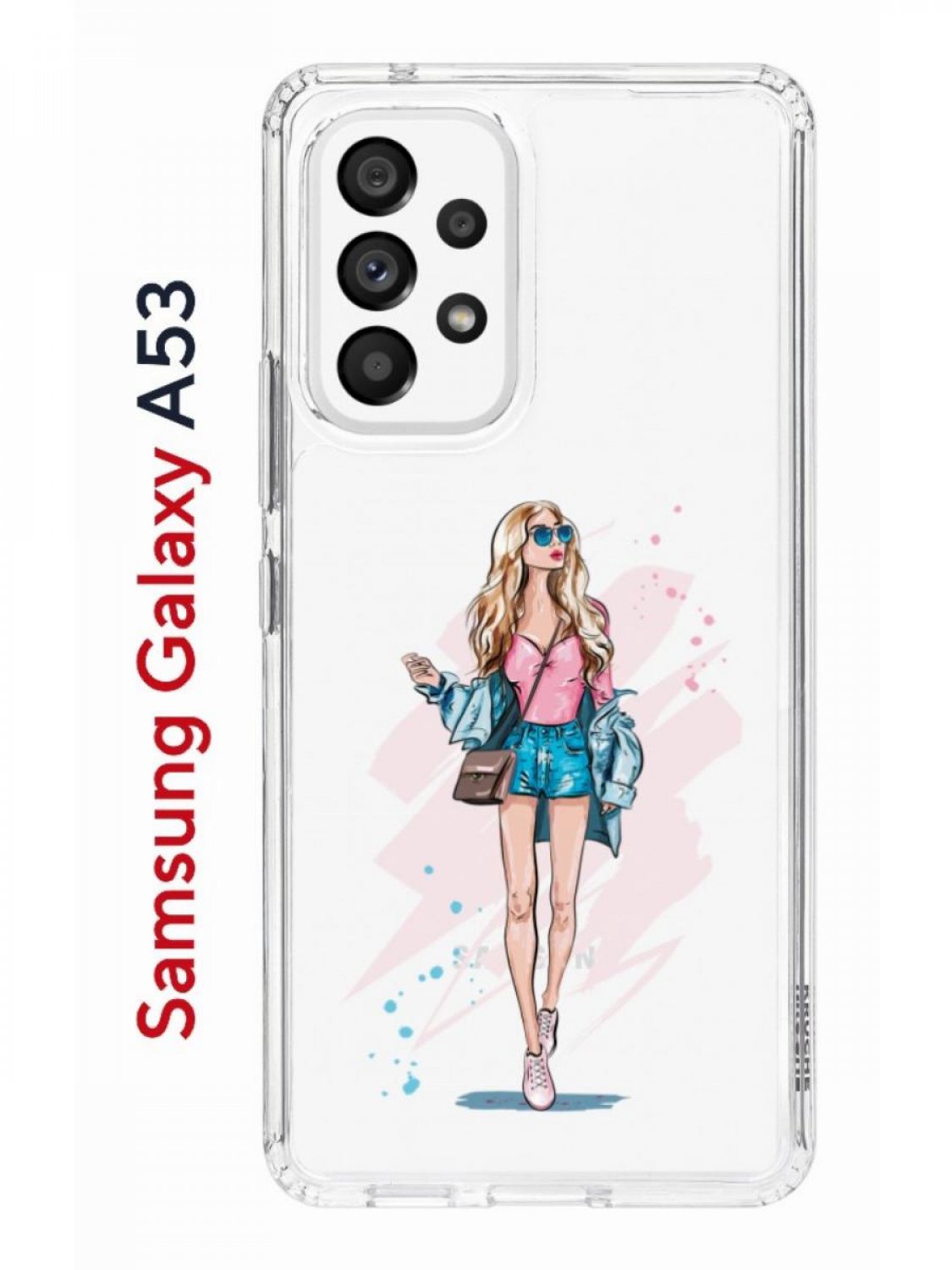 Чехол на Samsung A53 5G Kruche Print Fashion Girl,противоударный бампер,с  защитой камеры, купить в Москве, цены в интернет-магазинах на Мегамаркет