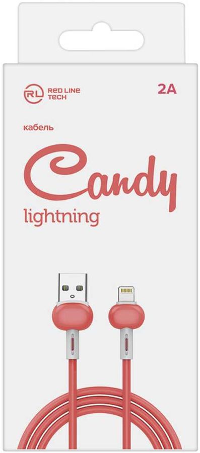 Кабель REDLINE Candy, Lightning (m), USB A(m), 1м, красный [ут000021989]