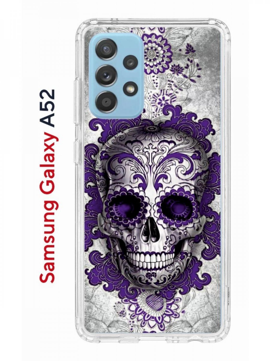 Чехол на Samsung A52 Kruche Print Sugar Skull,противоударный бампер,с  защитой камеры, купить в Москве, цены в интернет-магазинах на Мегамаркет