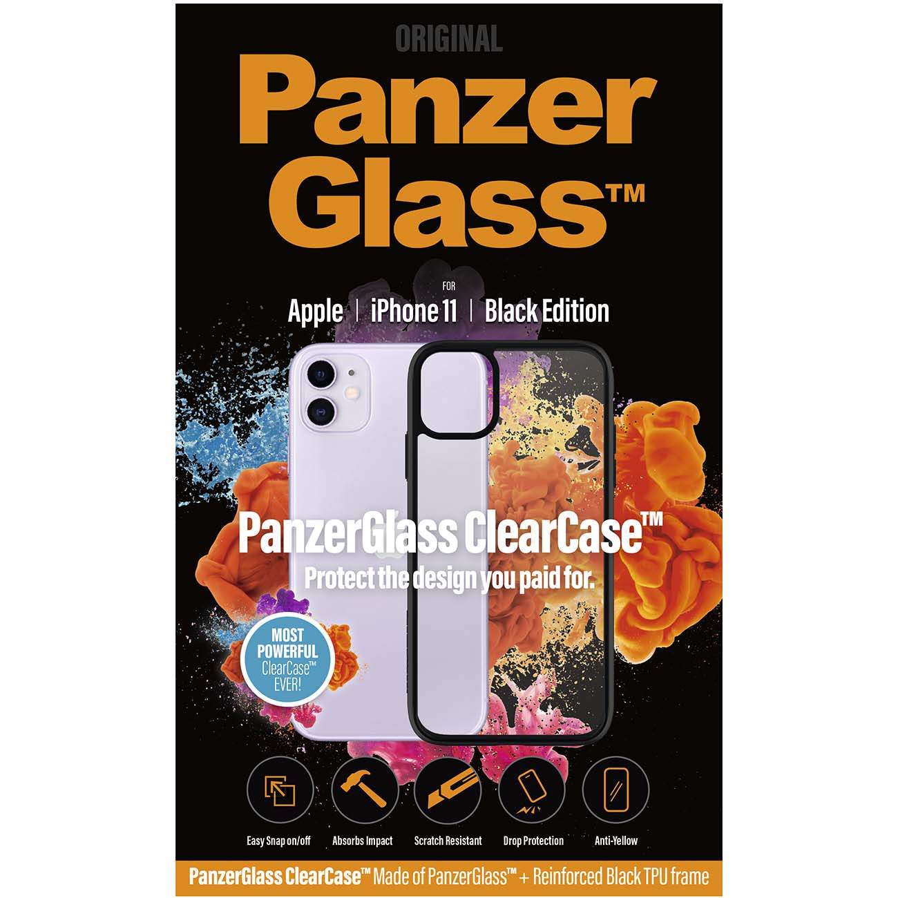 Чехол PanzerGlass 223 ClearCase для iPhone 11 c черной рамкой, купить в  Москве, цены в интернет-магазинах на Мегамаркет